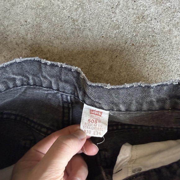 Vintage 90s Levis 505 Orange Tab Jeans Mens 30x34 Black Regular Fit Straight Leg - Picture 5 of 5
